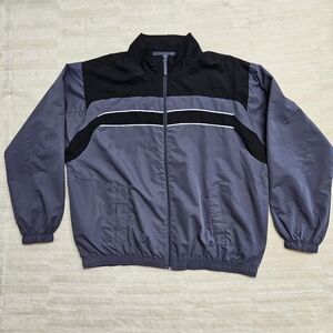 Y2K Wilson Windbreaker Jacket Mens XL Color Block Gray Black Athleisure Golf Vtg